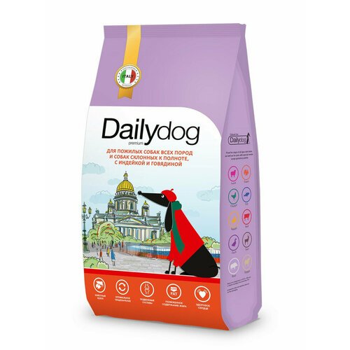 Dailydog Casual сухой корм для пожилых собак всех пород и собак склонных к полноте, с индейкой и говядиной - 12 кг