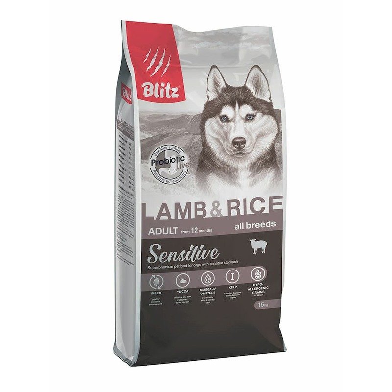 Blitz Sensitive Adult Lamb & Rice полнорационный сухой корм для собак, с ягненком и рисом