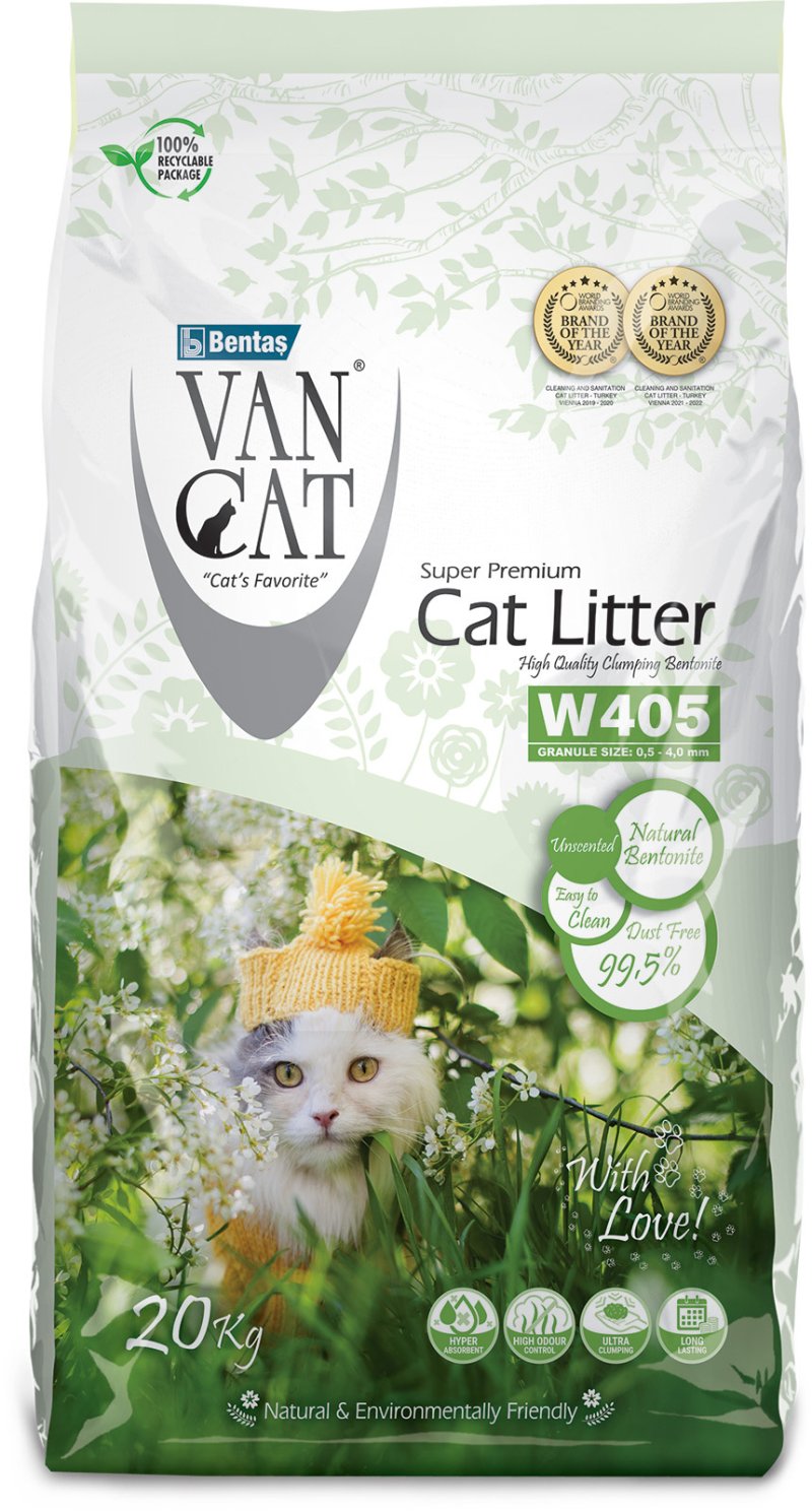 Van Cat Van Cat комкующийся наполнитель '100% натуральный', без пыли, пакет (20 кг)