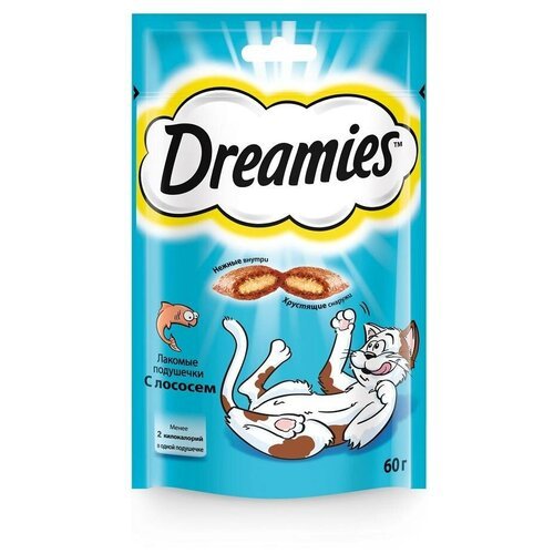 Dreamies Лакомство для кошек Лакомые подушечки с лососем (0.06 кг) 6 шт/уп (3 упаковки)