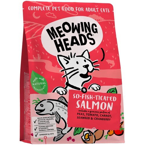Meowing Heads Для Взрослых кошек с Лососем, курицей и рисом Фиш-гурман MSL1, 1,5 кг