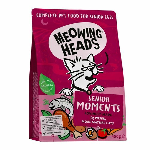 Корм Meowing Heads для кошек старше 7 лет, с лососем и яйцом 'Мудрые года', 1,5 кг