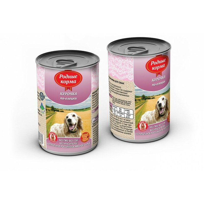 Родные корма Родные корма влажный корм для собак, фарш из курочки по-елецки, в консервах - 410 г