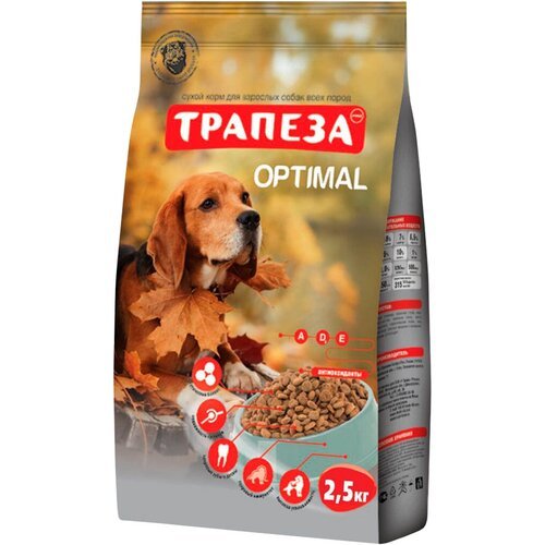 Трапеза оптималь для взрослых собак всех пород живущих дома (2,5 кг х 4 шт)