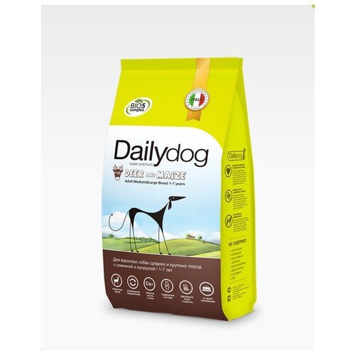 Dailydog корм для взрослых собак средних и крупных пород, оленина и кукуруза 3 кг (2 шт)