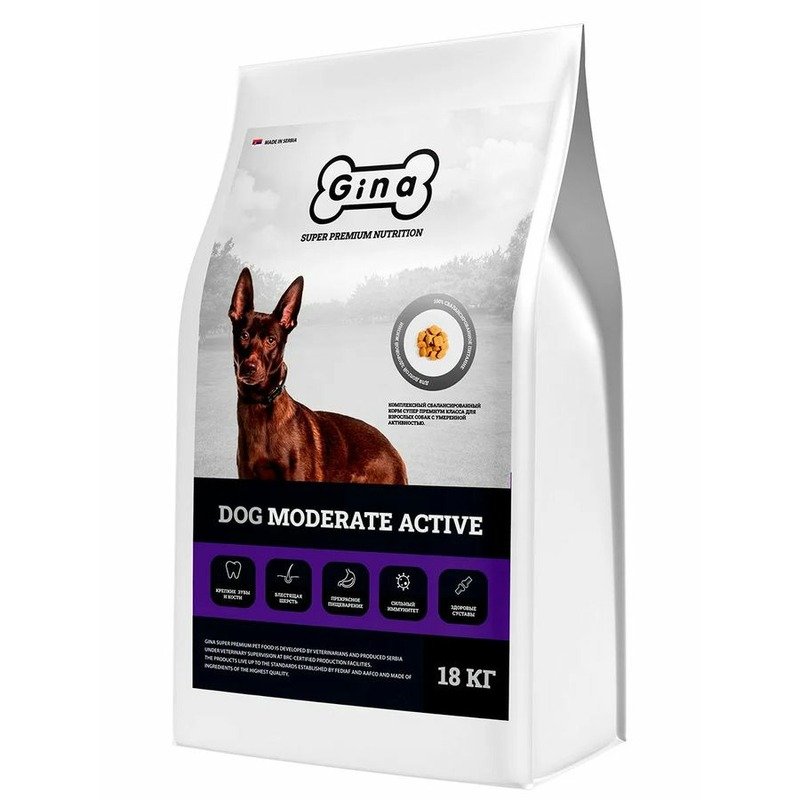 Gina Gina Dog Moderate Active сухой корм для взрослых собак с умеренной активностью, с уткой, ягненком и тунцом
