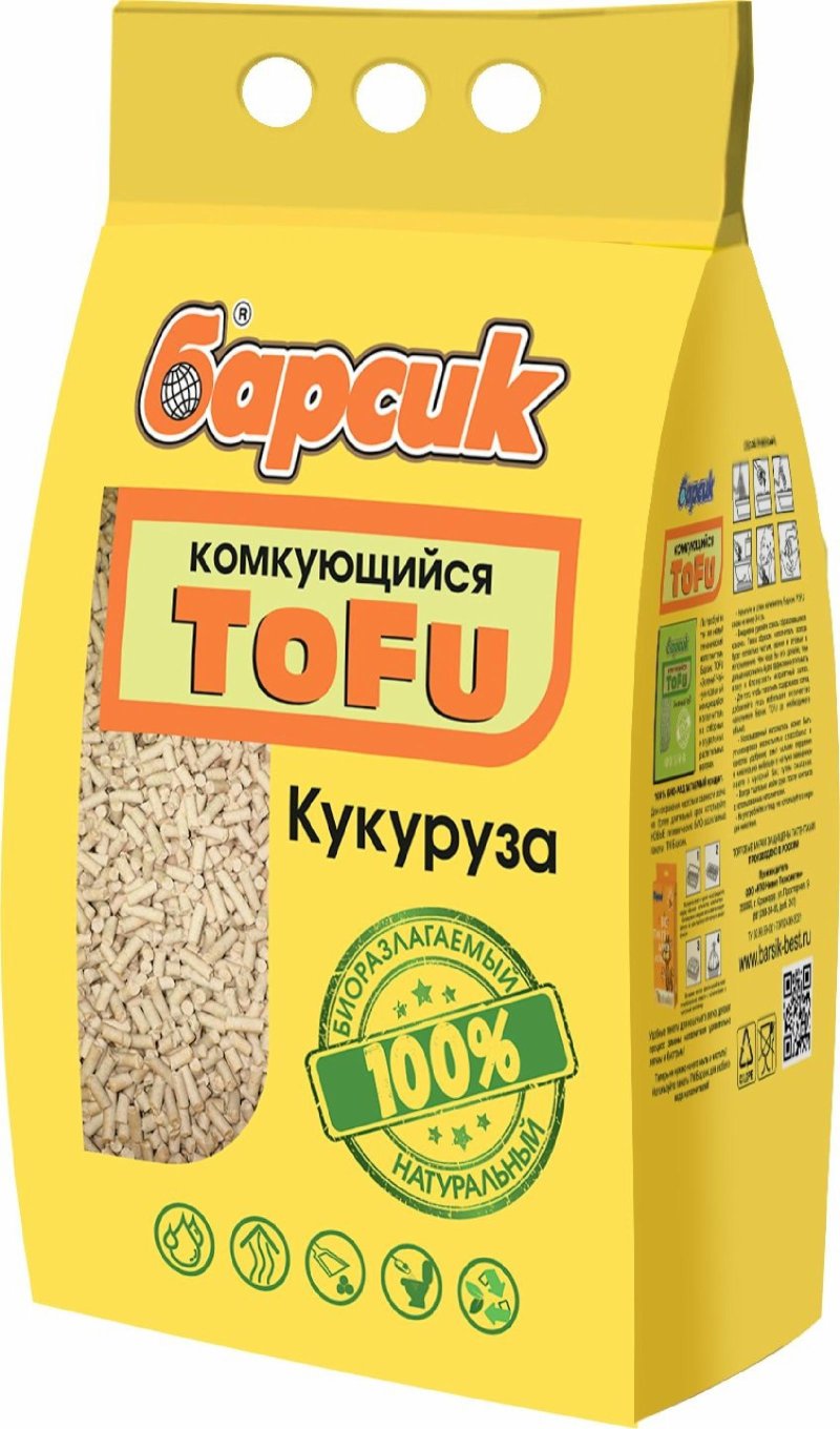 Барсик Барсик наполнитель комкующийся TOFU Кукурузный (30 л)