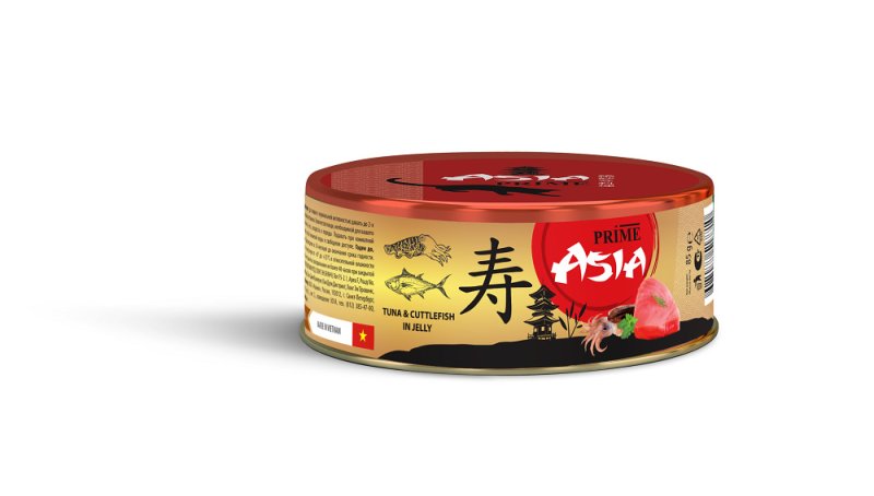Prime Asia Prime Asia консервы для кошек Тунец с каракатицей в желе (2,6 кг)