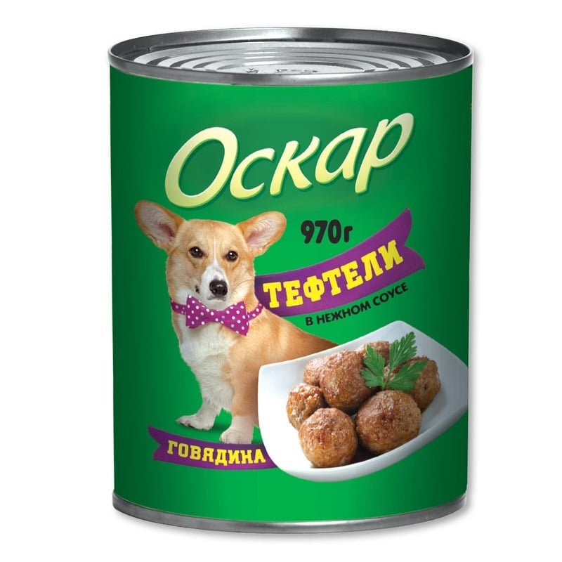 Оскар Оскар влажный корм для собак с тефтелями говядины в соусе - 970 г