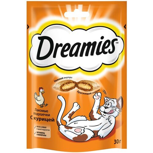 Dreamies лакомство для кошек, подушечки c курицей 30 гр (2 шт)