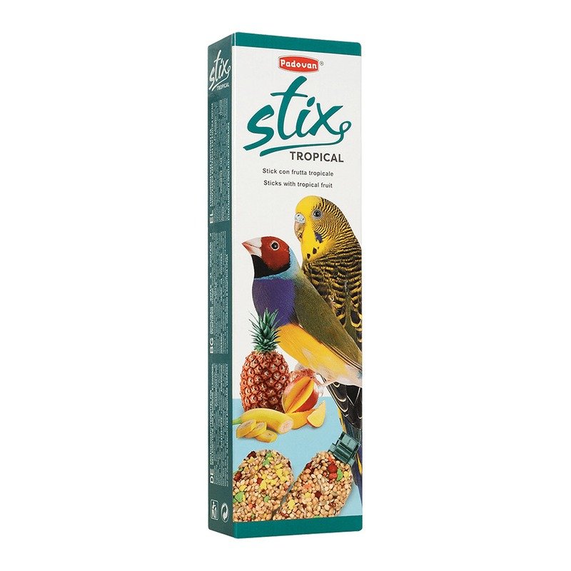 Лакомство палочки Padovan Stix Tropical для попугаев и экзотических птиц фруктовые - 80 г