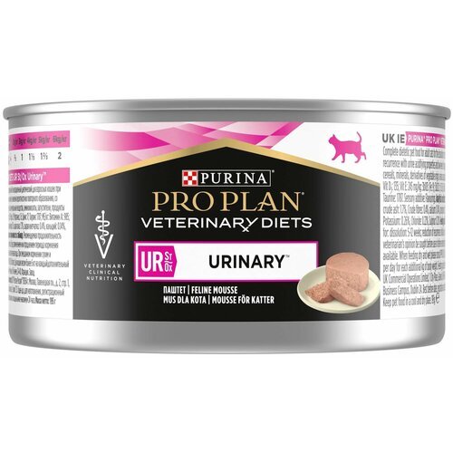 Pro Plan Консервированный корм паштет Urinary для взрослых кошек при болезни нижних отделов мочевыводящих путей UR ST/OX, 195 гр.