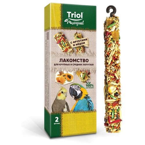 Лакомство Triol Original для крупных и средних попугаев с фруктами и мёдом , 55г, (в упаковке 2шт)
