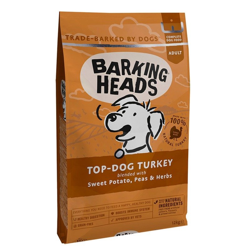 BARKING HEADS Сухой беззерновой корм Barking Heads Top-Dog Turkey для взрослых собак с индейкой и бататом