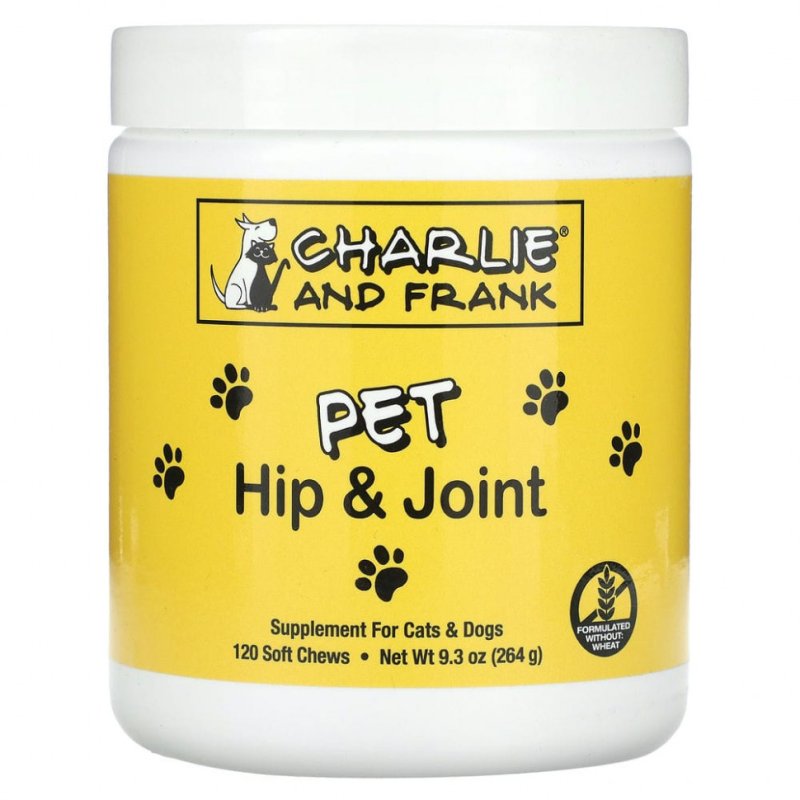 Charlie & Frank, PET Hip Joint, для кошек и собак, 120 мягких жевательных таблеток