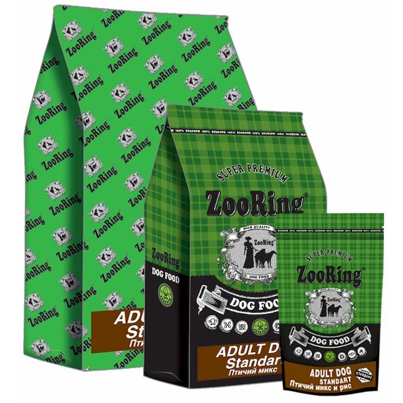 Zooring Adult Dog Стандарт Птичий микс 24/12 сухой корм для взрослых собак средних и крупных пород с птицей - 10 кг