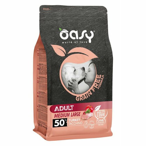 Oasy Dry Grain Free MediumLarge Breed Professional сухой корм для взрослых собак средних и крупных пород беззерновой с индейкой