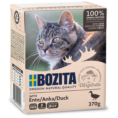 Bozita влажный корм для взрослых кошек, кусочки в желе с уткой (370 гр)