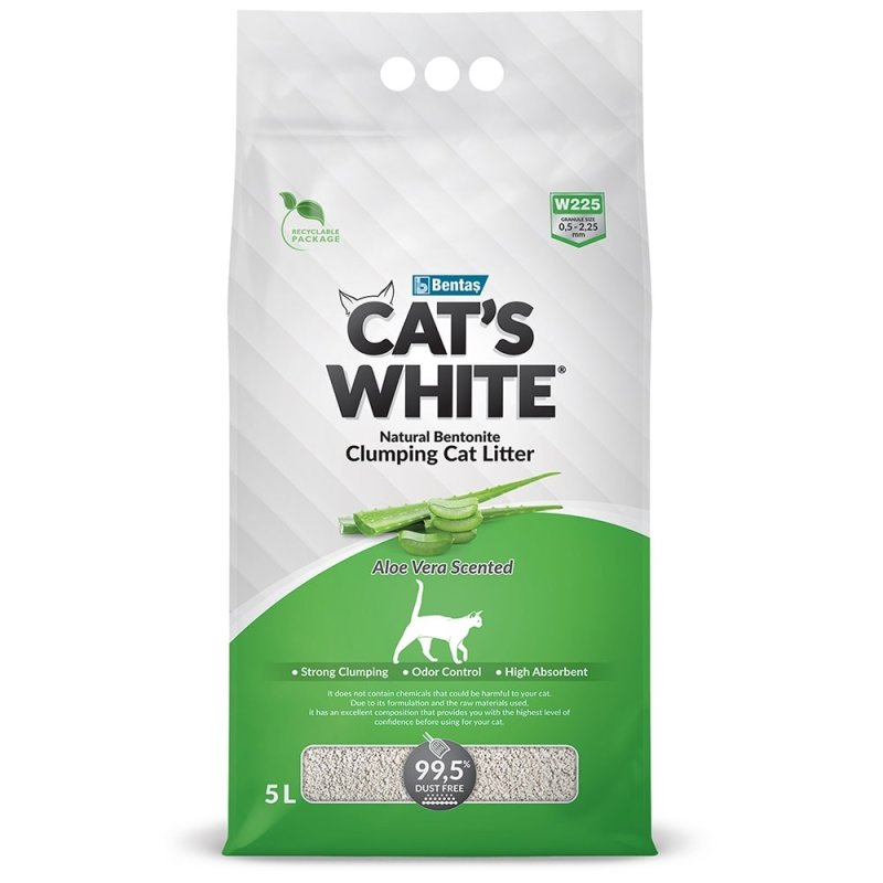 Cat's White Cat's White наполнитель комкующийся с ароматом алоэ вера для кошачьего туалета (4,25 кг)