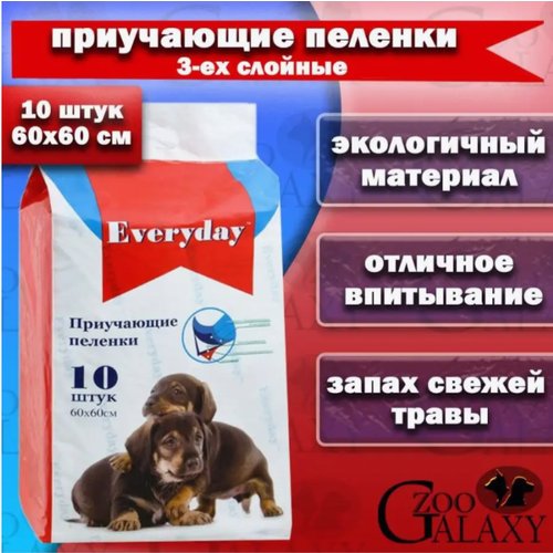 EVERYDAY Пеленки для животных впитывающие гелевые 10 шт, 60х60 см