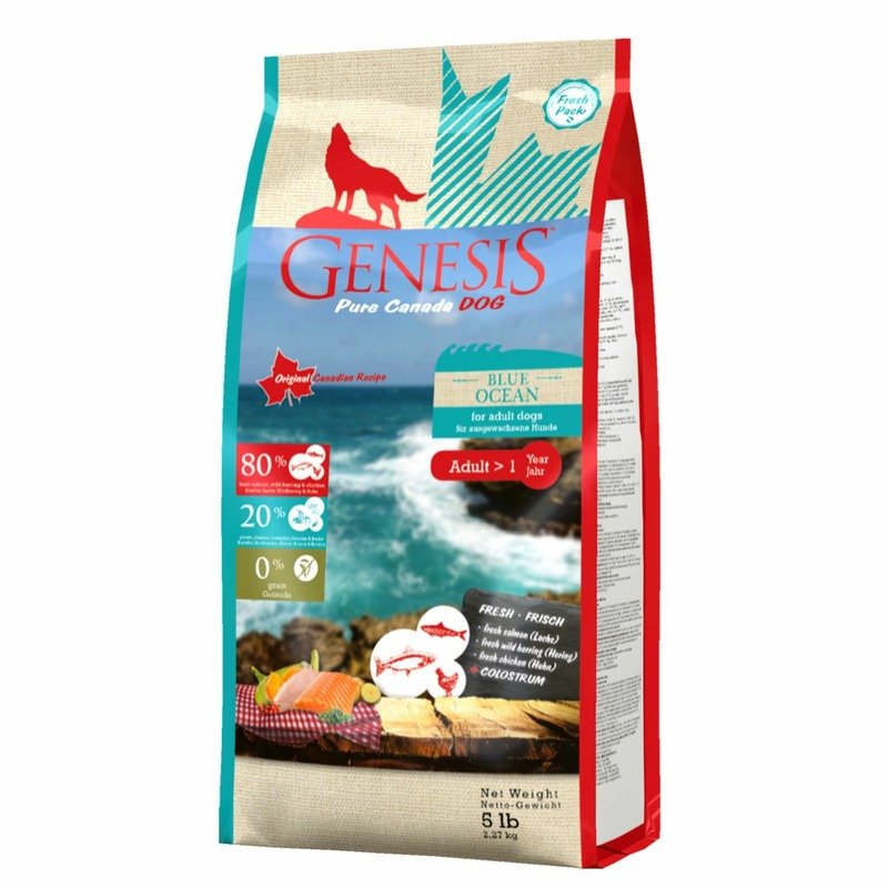 Genesis Pure Canada Blue Ocean Adult для взрослых собак всех пород с лососем, сельдью и курицей - 2,27 кг