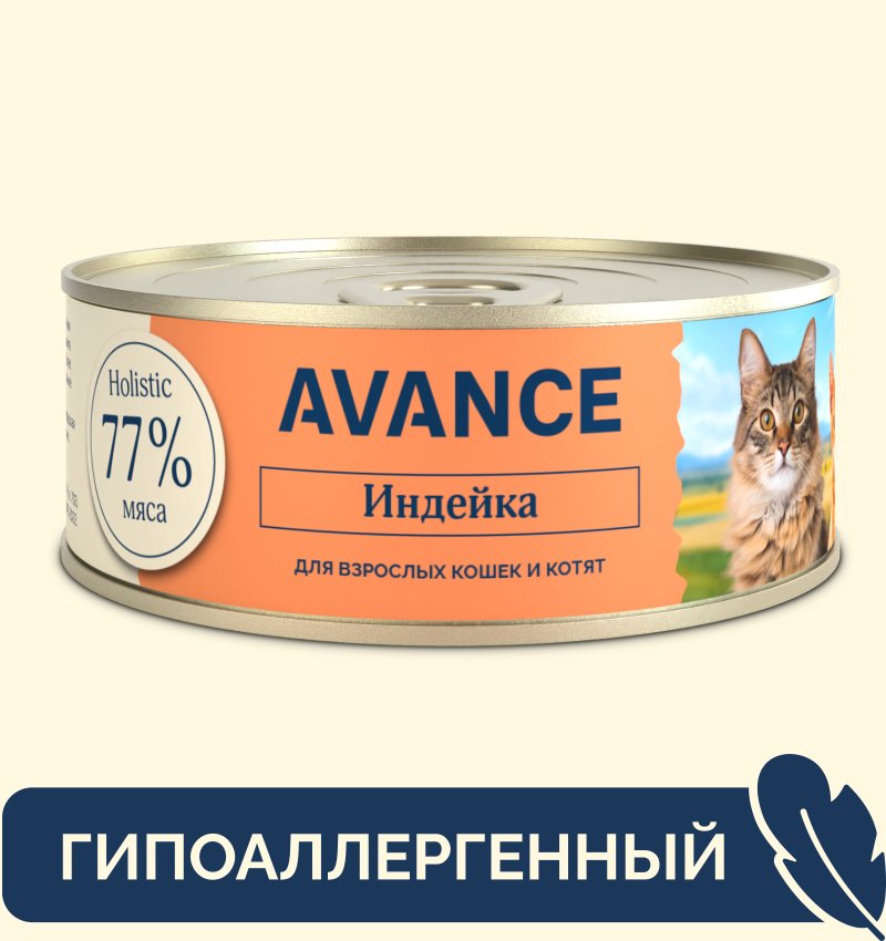 AVANCE holistic консервы AVANCE holistic консервы для кошек и котят с индейкой, Natural&Healthy Turkey (100 г)