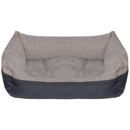 Yami-Yami Лежак для собак и кошек, прямоугольный, пухлый, с подушкой, размер N1 (55х40х19 см), серый