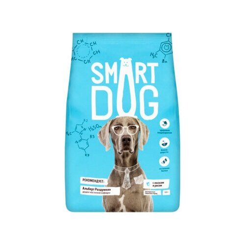Smart Dog сухой корм Для взрослых собак с лососем и рисом 0,8 кг 25436 (18 шт)