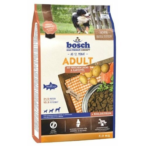 Сухой корм для собак Bosch Adult, при чувствительном пищеварении, лосось, с картофелем 1 уп. х 1 шт. х 3 кг