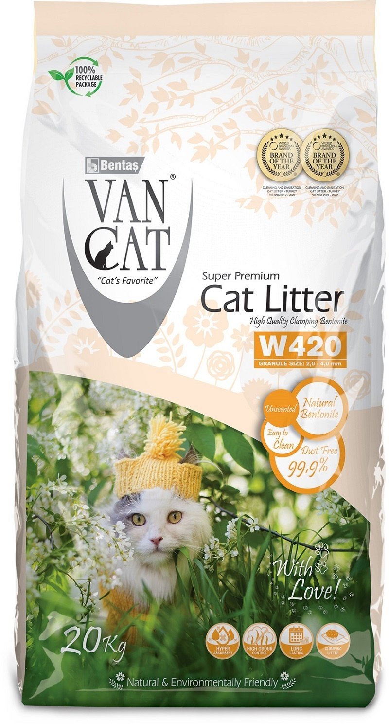 Van Cat Van Cat комкующийся наполнитель '100% натуральный', без пыли (20 кг)