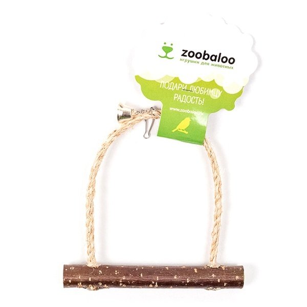 Zoobaloo Zoobaloo игрушка для птиц: качели с колокольчиком, 14 х 15.5 см (300 г)
