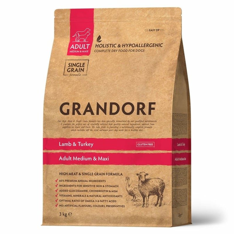 Grandorf сухой корм для собак средних и крупных пород, с ягненком и индейкой - 3 кг
