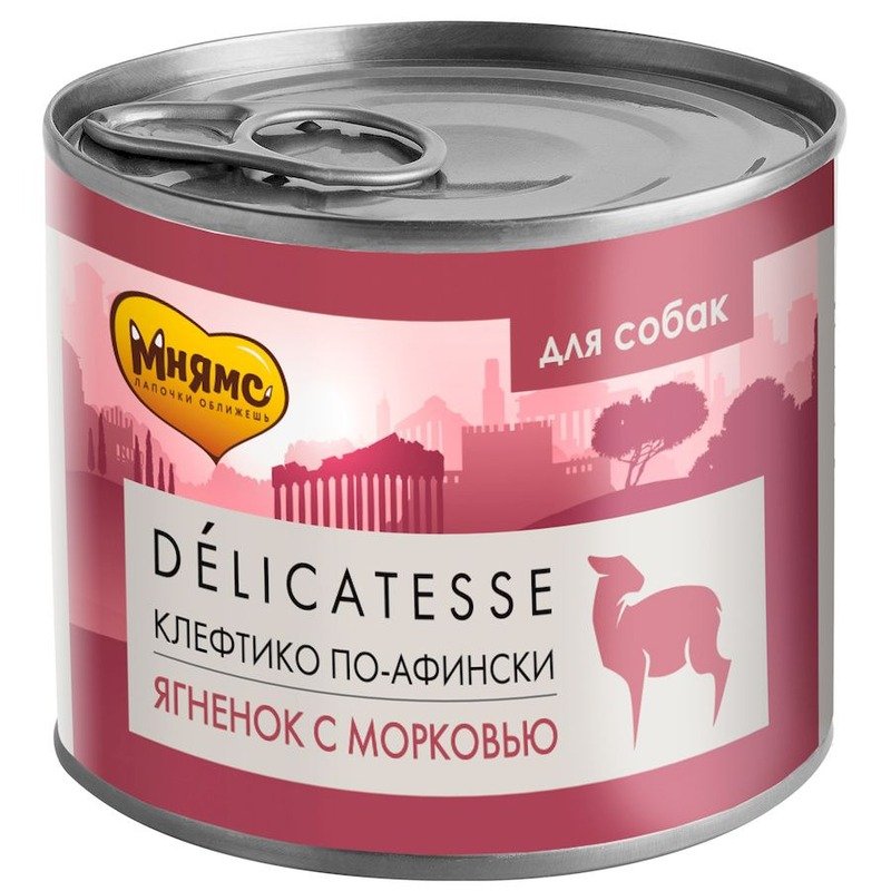 Мнямс Delicatesse \'Клефтико по-афински\' влажный корм для собак паштет из ягненка с морковью, в консервах - 200 г х 12 шт