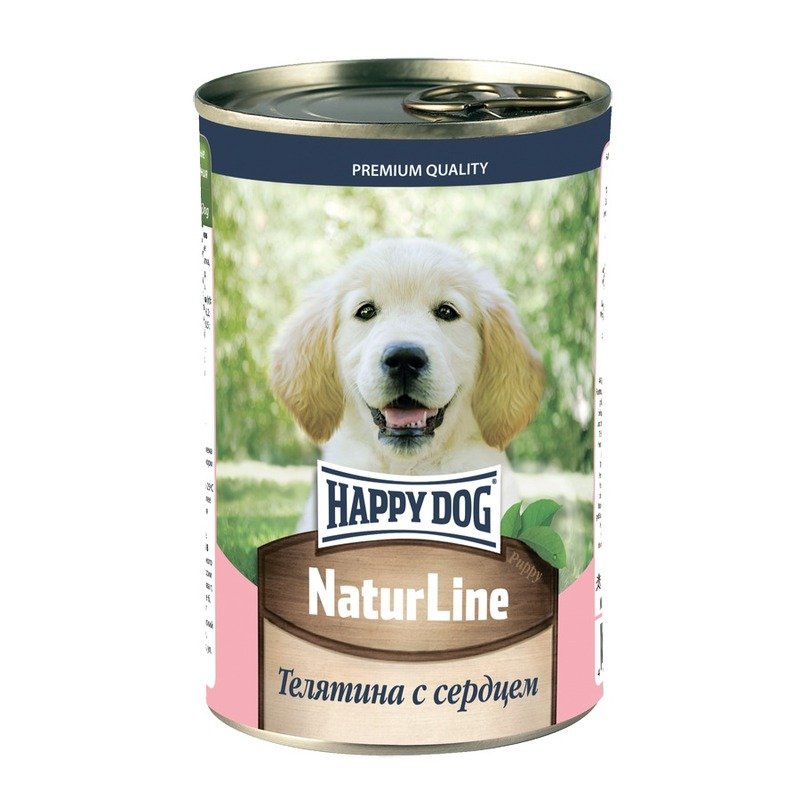 Happy Dog Natur Line полнорационный влажный корм для щенков, фарш из телятины и сердца - 410 г (20 шт)