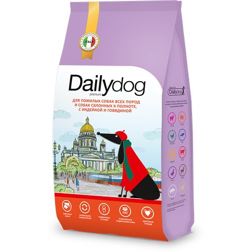 Dailydog Casual Line для пожилых собак всех пород и собак склонных к полноте, с индейкой и говядиной 3кг