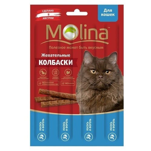 Molina Жевательные колбаски для кошек с лососем и форелью 2211 0,02 кг 59637 (18 шт)