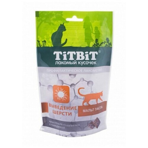 TiTBiT Хрустящие подушечки для кошек с говядиной для выведения шерсти 15421 0,06 кг 44215