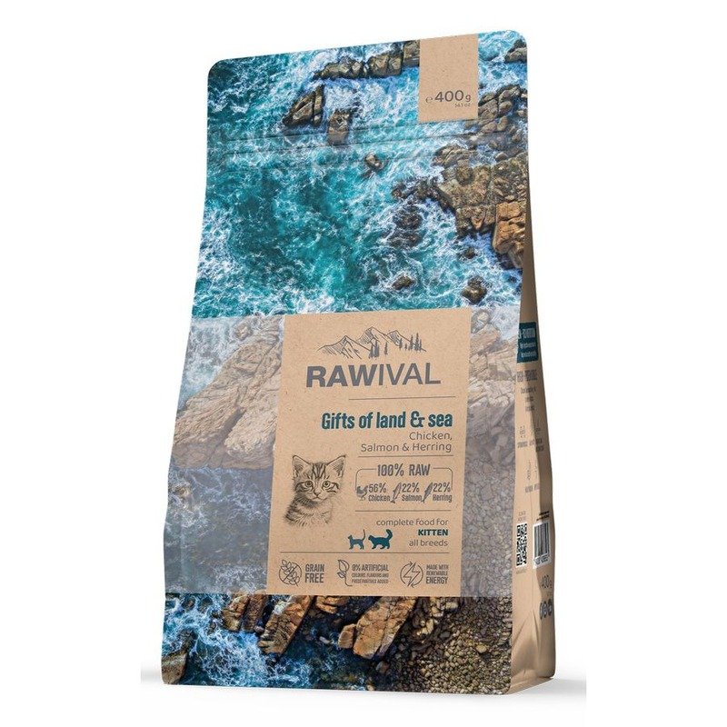 Rawival Gifts of Land & Sea сухой корм для котят, с курицей и рыбой - 400 г