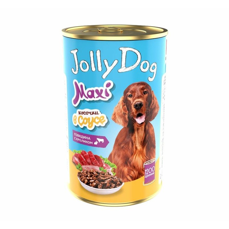 ЗООГУРМАН Зоогурман Jolly Dog Maxi влажный корм для собак, с говядиной и кроликом, кусочки в соусе, в консервах - 1,2 кг
