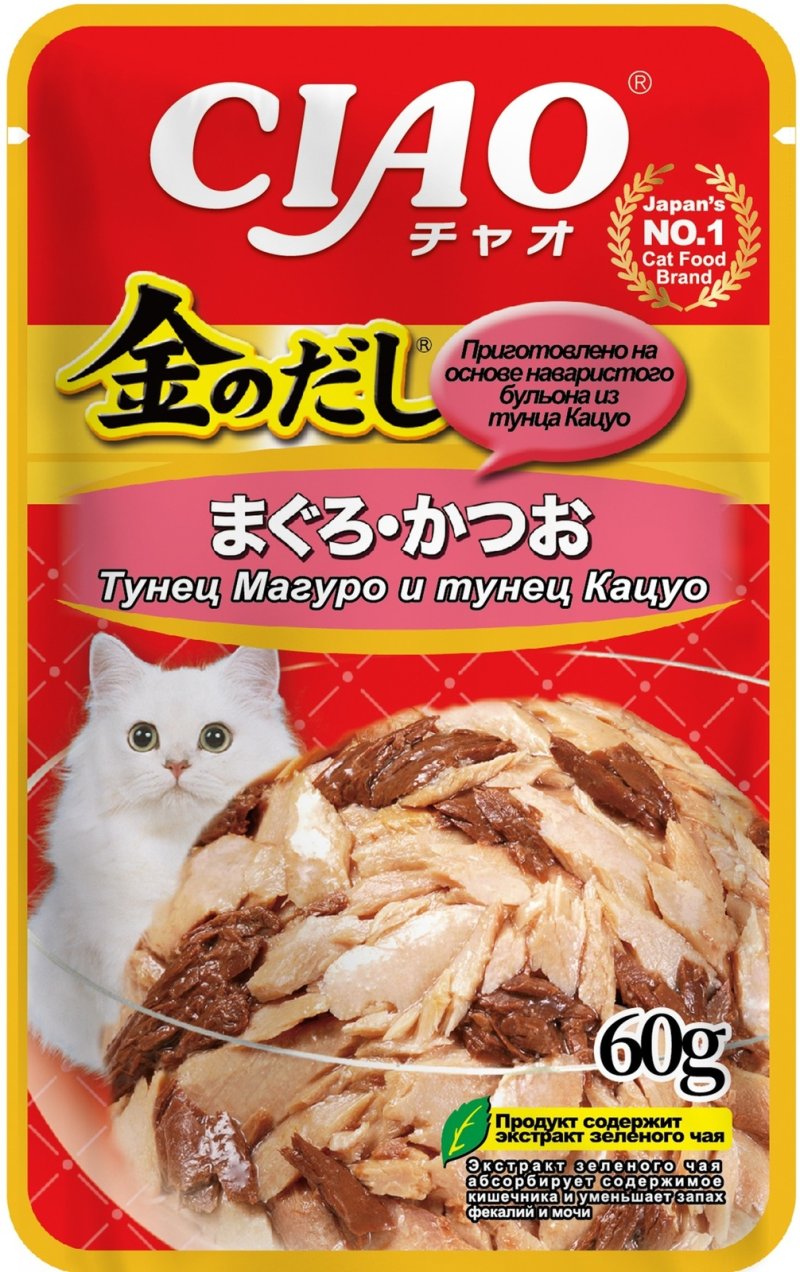 Inaba Inaba влажный корм для кошек Тунец Магуро и тунец Кацуо (60 г)