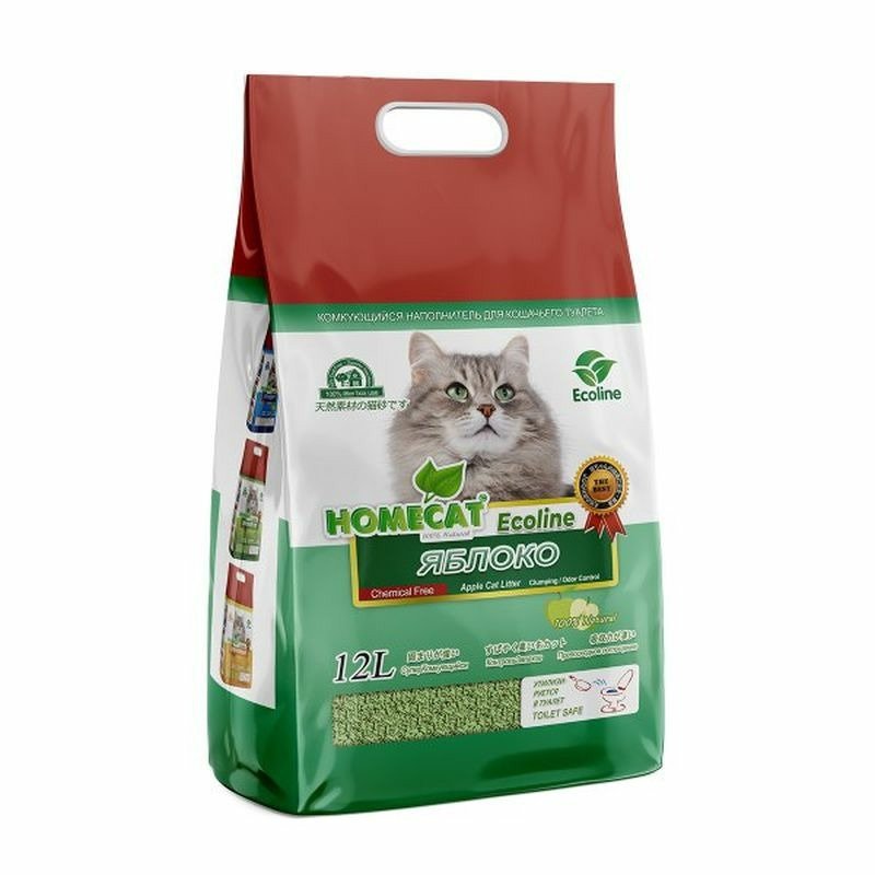 HOMECAT Ecoline комкующийся наполнитель для кошачьих туалетов с ароматом яблока - 12 л