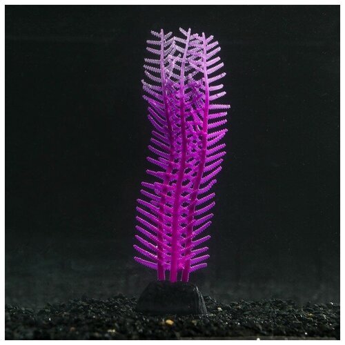 Sima-land Растение силиконовое аквариумное, светящееся в темноте, 4,5 х 15 см, фиолетовое