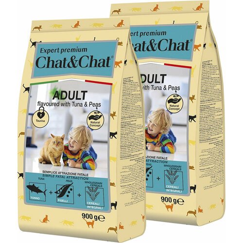 CHAT&CHAT EXPERT PREMIUM ADULT TUNA & PEAS для взрослых кошек с тунцом и горохом (0,9 + 0,9 кг)