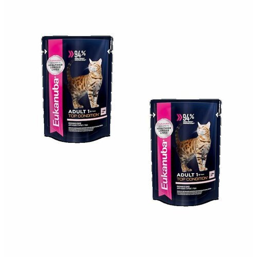 Eukanuba ADULT TOP CONDITION SALMON пауч влажный корм для взрослых кошек, лосось в соусе, 85 гр, 2 уп