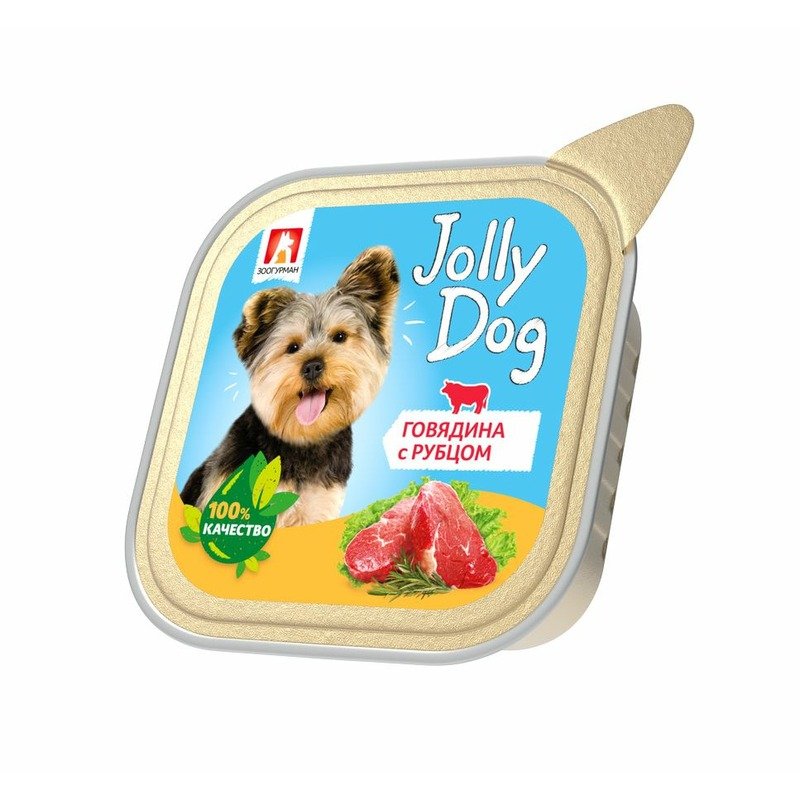 ЗООГУРМАН Зоогурман Jolly Dog влажный корм для собак, паштет с говядиной и рубцом, в ламистерах - 100 г