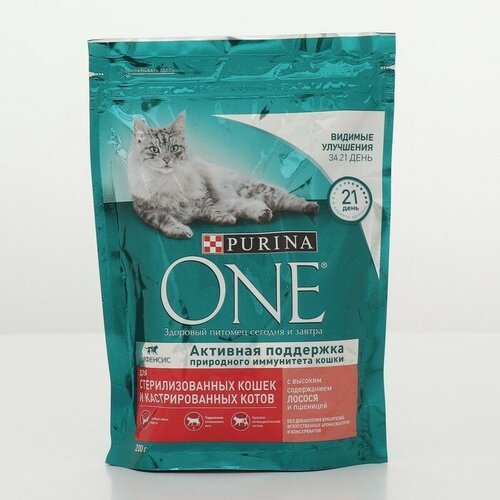 Purina Сухой корм Purina one для кастрированных кошек, лосось/пшеница, 200 г