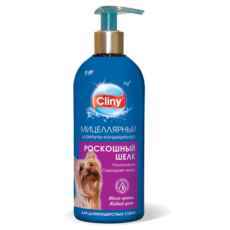 Cliny Cliny шампунь-кондиционер 'Роскошный шелк' для длинношерстных собак (300 мл)