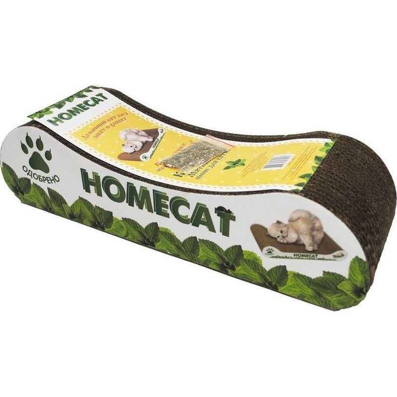 HOMECAT MINI Мятная волна когтеточка для котят из гофрокартона, 41х12х10 см