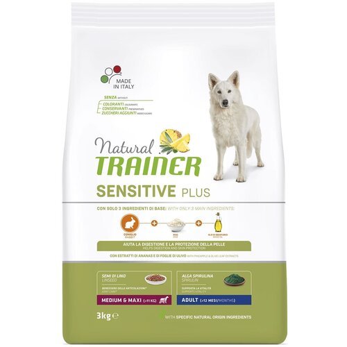 Natural Trainer SENSITIVE PLUS гипоаллергенный сухой корм для взрослых собак средних/крупных пород с кроликом (3 кг)