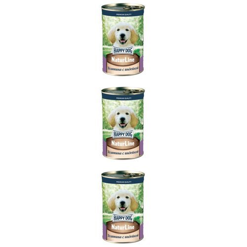 Корм консервированный для щенков Happy Dog Natur Line Puppy, телятина с индейкой, 410 гр, 3 шт